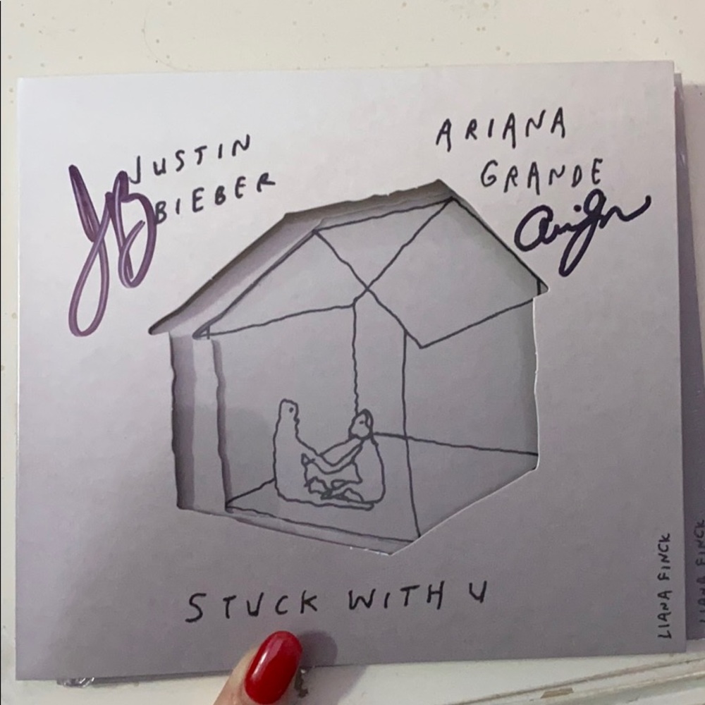 ariana grande justin bieber signed stuck with u cd